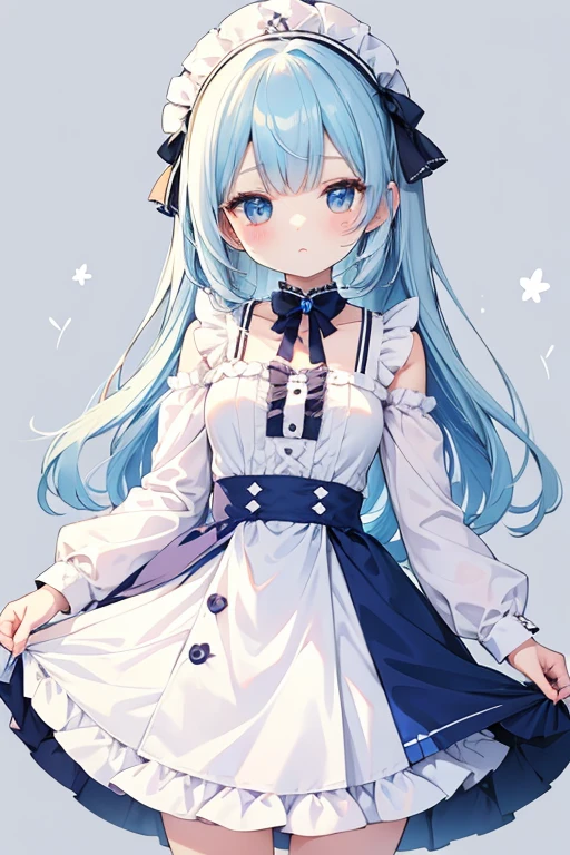 Maid clothes,girl,cute,pastel Blue,Blue Hair,cool,Vanilla iScream,blueberry,cream