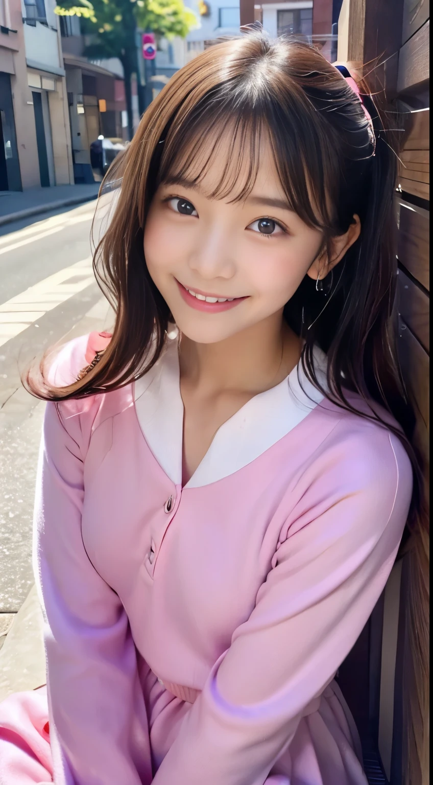 1２Year old 、smile、happy、Your eyes are sparkling、Beautiful pink outfit