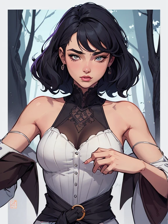 Female character in cartoon style Digital art style illustration Cartoon image of a woman .Ilustra??o estilo desenho animado, estilo de arte dos desenhos animados, Ella Purnel lestilo Cartoon style digital illustration artgerm style cartoon art style, digital illustration style, design de personagens altamente detalhado, arte digital detalhada coragem, Forest fan art, Design de personagens de retrato, beautiful digital illustration, retrato de alta qualidade, Arte em quadrinhos, mulher jovem cabelo com transas lindas . Beautiful lined eyes Medium large bust and wonderful sexy clothes. image expression of sexual desire from the waist to the illustration Ella Purnellstyle Cartoon style digital illustration artgerm style