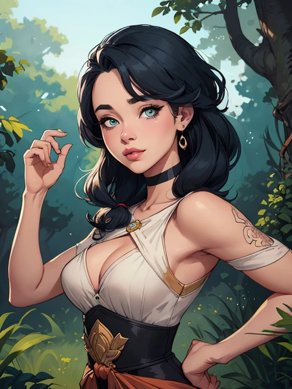 Female character in cartoon style Digital art style illustration Cartoon image of a woman .Ilustra??o estilo desenho animado, estilo de arte dos desenhos animados, Ella Purnel lestilo Cartoon style digital illustration artgerm style cartoon art style, digital illustration style, design de personagens altamente detalhado, arte digital detalhada coragem, Forest fan art, Design de personagens de retrato, beautiful digital illustration, retrato de alta qualidade, Arte em quadrinhos, mulher jovem cabelo com transas lindas . Beautiful lined eyes Medium large bust and wonderful sexy clothes. image expression of sexual desire from the waist to the illustration Ella Purnellstyle Cartoon style digital illustration artgerm style