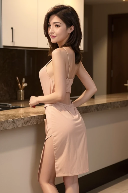 ((Best Picture Quality, 8K, Masterpiece: 1.3)), 1 Girl, Apron Full Length Nude, Very Beautiful Face, Slim Stomach Beauty: 1.3, (Casual Hair Style, Beautiful Tits: 1.2), Apron Full Length Nude: 1.1, Very Small Face, Narrow Eyes, Double Eyelids, Smiling, Charming, Fascinating, Cleavage, Tits, Erect Nipples, Full Length Full Length, Full Length Shots, Side View, Rear View, Beautiful Ass,