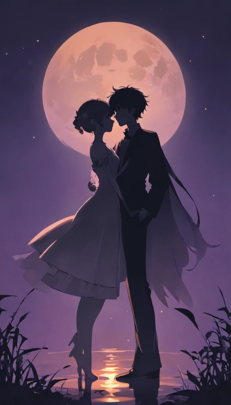 (silhouette art,Cutout:1.6)
(((Paper cutting art,A world where only black exists:1.3)
Men looking left,woman looking right
,Full Moon Behind
break
(sunrise、purplish color,Grass:6.1)
white solid glass background