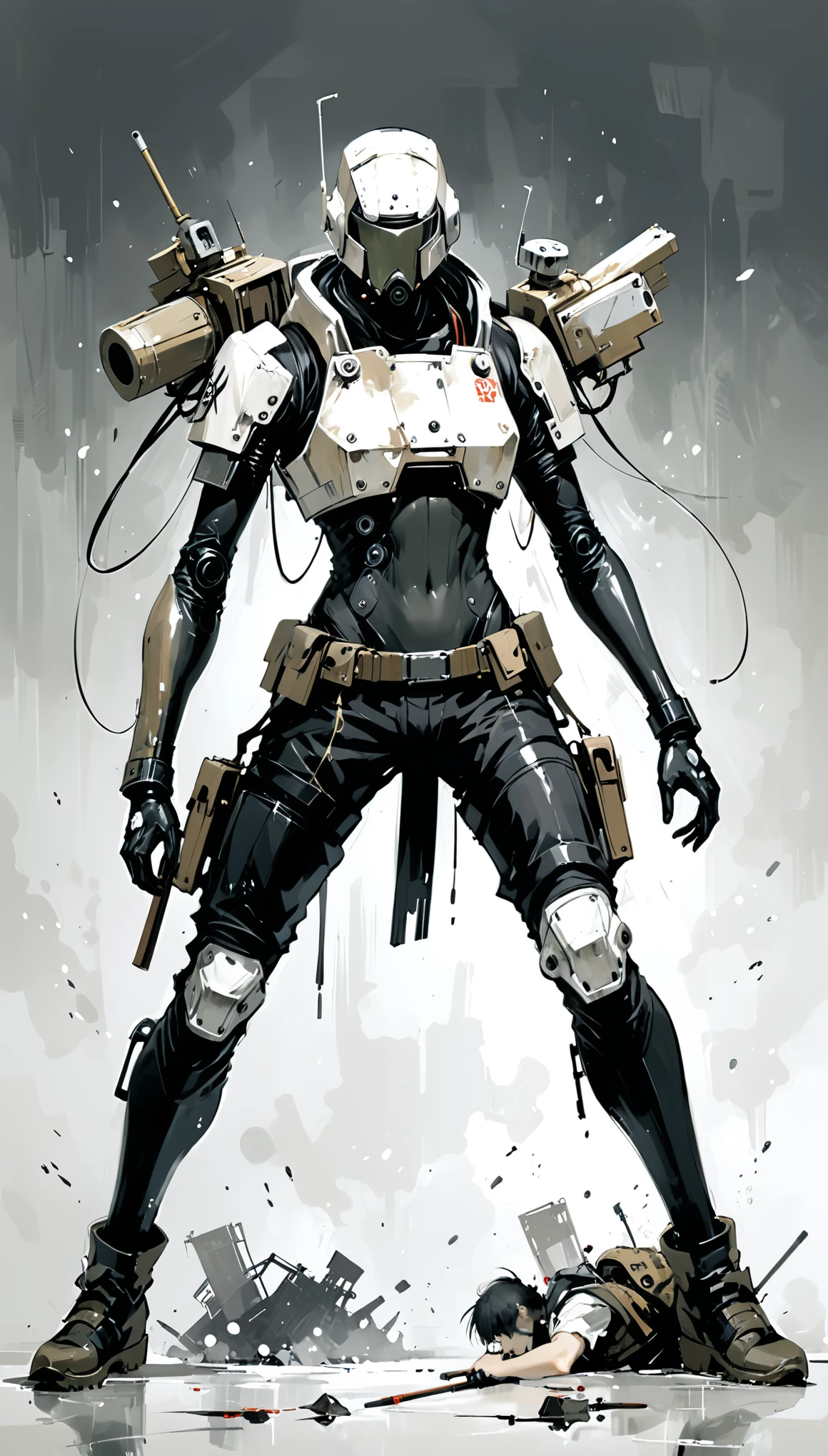 in style of Ashley Wood，1boy,role conception，，die，die威胁动作