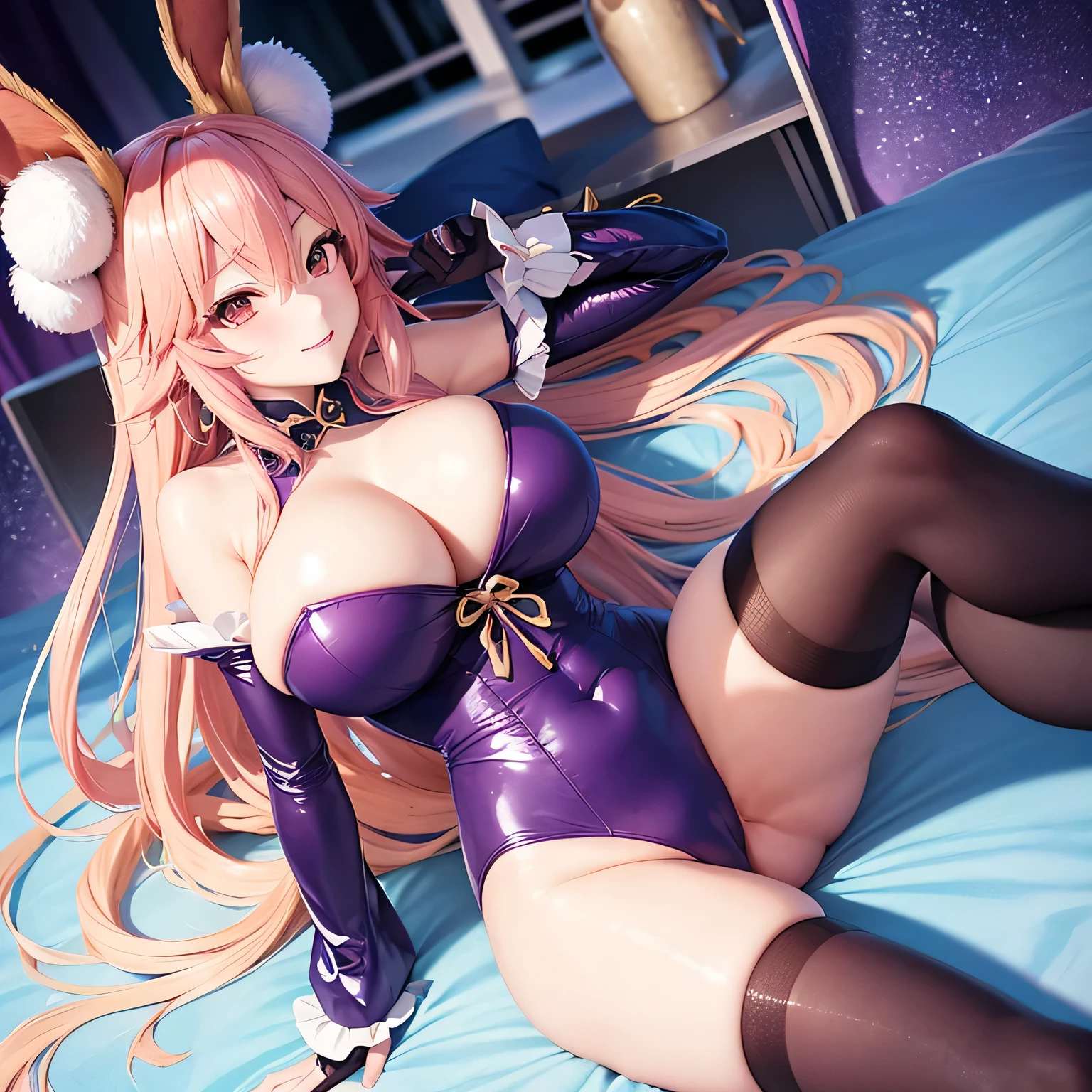 tamamo plump super breasts　Big waist　Bunny Suit　leotard