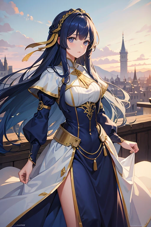 middle ages　dress　Blue long hair　girl