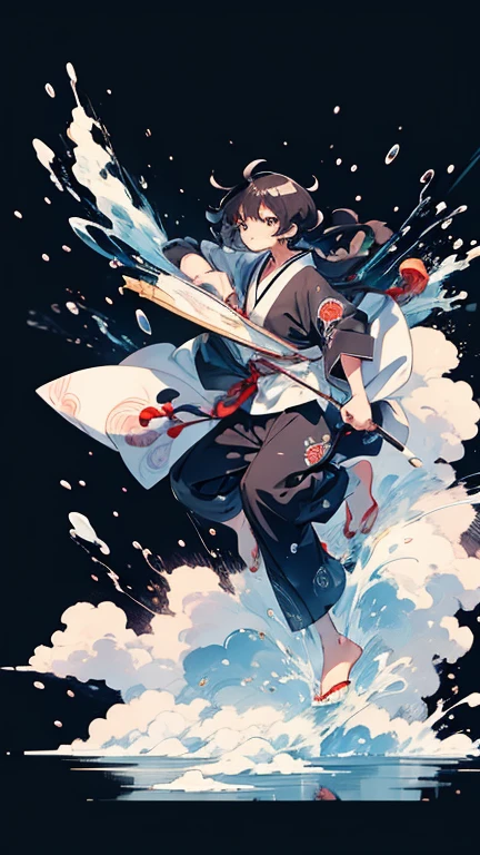 Anime Style,highest quality, masterpiece,Black Hair,  iris,Simple Background,One Man, Fluid movement,Japanese style,Goemon