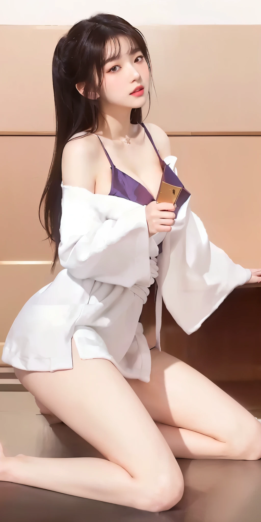 there is a woman in a white dress sitting on a bed, [ 4 k digital art ]!!, seductive anime girl, ilya kuvshinov. 4 k, artwork in the style of guweiz, wearing a simple robe, wearing simple robes, cute elegant pose, ((wearing aristocrat robe)), made with anime painter studio, wearing white robe, in kimono