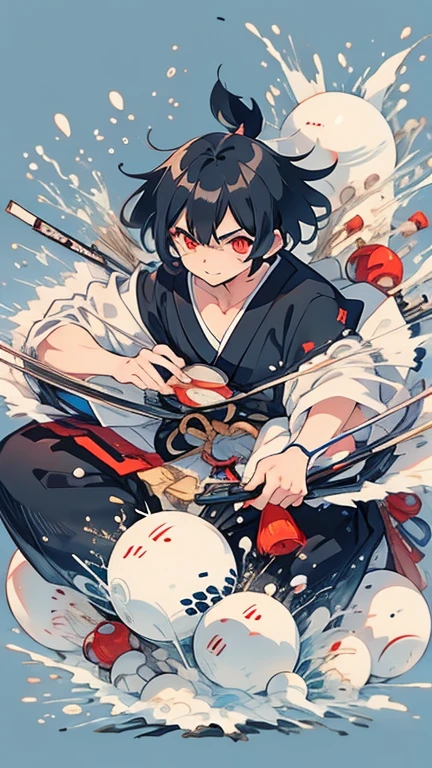 Anime Style,highest quality, masterpiece,Black Hair, iris,Simple Background,One Man, Exciting Moves,Japanese style,Goemon,torsion,good looking,night,kabuki