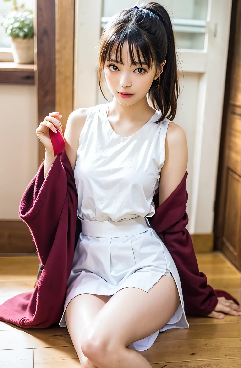 Actual Photos、Highest imYear quality、Realistic、Beautiful woman、No sleeve、Beautiful thighs、美しいWhite panties、Beautiful Face、本当の私は何Yearも、Federal Army Uniform Miniskirt、ponytail、Yuriko Yoshitaka、16 year old Japanese female、Zuo々Ki Nozomi:1.4、pretty girl、White pantiesが見える、1６Year、（White panties:1.3）、Ultra mini skirt、Beautiful thighs、White panties、ピンクのミニスカートがめくれてWhite pantiesが見えてる