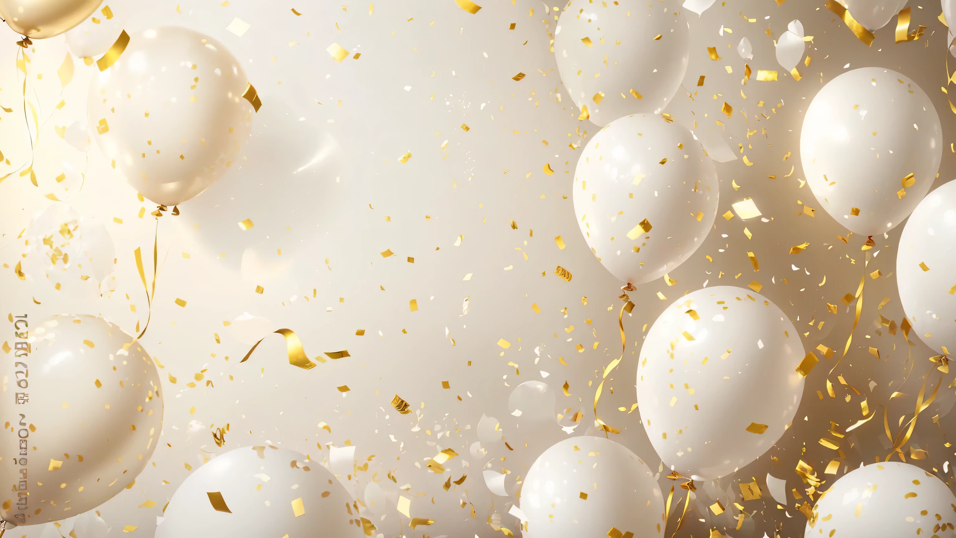 balloons and gold confetti are flying in the air, balloons, White and Gold color scheme, White background", Poster background, Light white background, White and Gold, Happy!!!, Isolated on white background, Cream white background, 8k)), photography, Birthday, balloon, Best selection on Adobe Stock, balloons, relaxed celebration, 1 9th, balloon