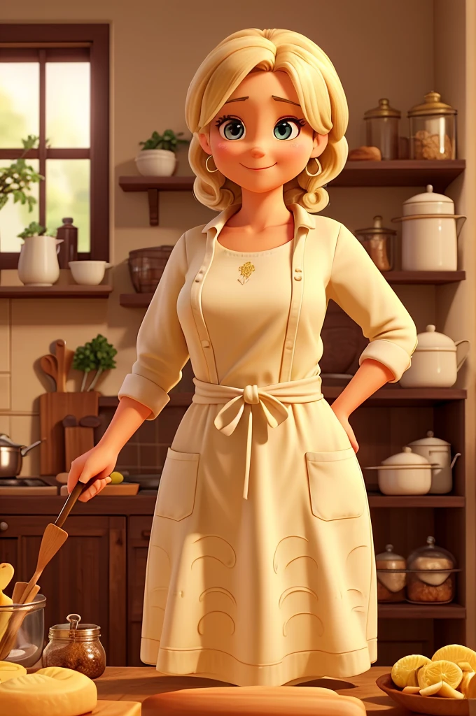 Imagine a 32-year-old woman, Blonde, mothers and professionals, Immerse yourself in the kitchen preparing homemade cakes. Her radiant expression not only highlights her cooking skills, And the joy of sharing with family. Elements such as kitchenware and fresh ingredients coexist in a warm and familiar environment, Reflect your balance between responsibilities and joyful moments. Details like the texture of the dough and soft lighting not only highlight the delicious feast about to be created, It’s also the authenticity of multi-faceted women.. This tip aims to capture the essence of balanced beauty in housework, Uniquely represent your brand’s identity in a realistic 3D environment