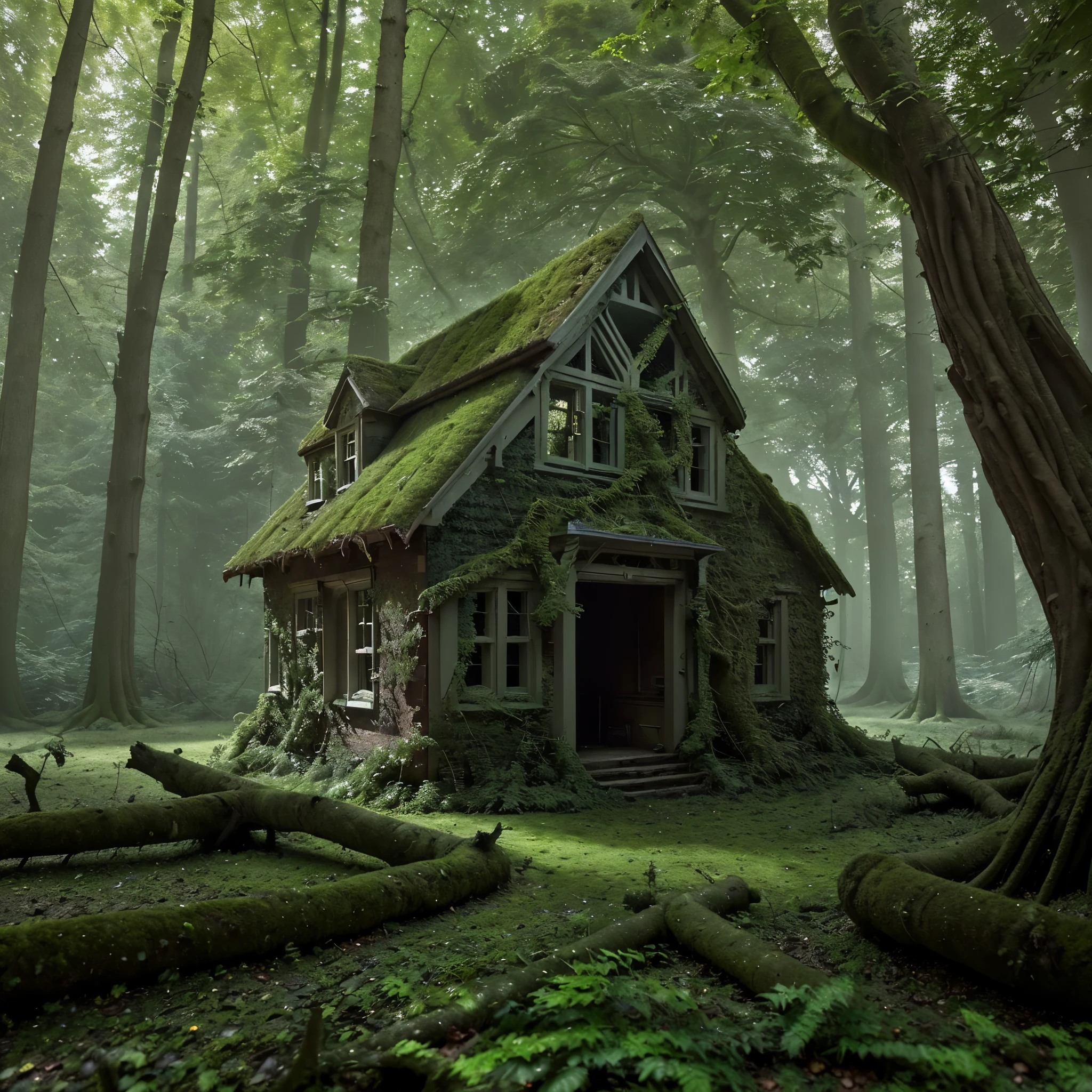 In an old and lonely forest, far away from almost everything, sat a curious dwelling.
At the base of a grove of massive trees was a small, square building made of brick, overtaken by ivy and moss. Who it belonged to was anyone’s guess, but from the looks of it, it had been abandoned long ago