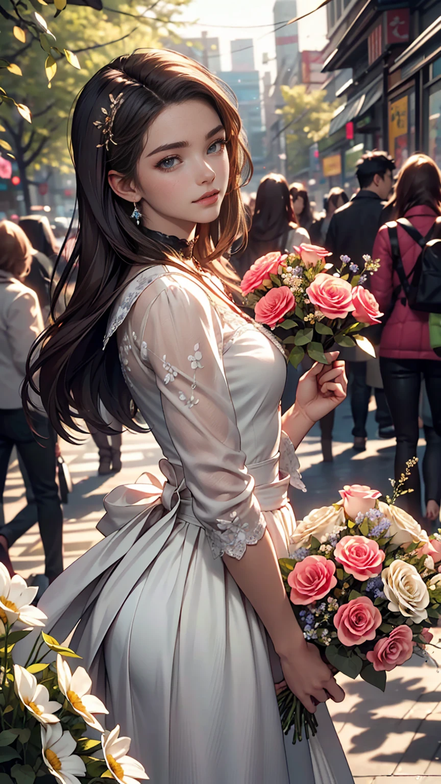 Close-up of a woman arranging flowers in a vase, With flowers, Magazine Photos, by Ayami Kojima, Official artwork, Shin Jinyoung, Surrounded by frozen flowers, Ni Tian, Dilraba Dilmurat, Jaeyoung Nam, First Wave, Fan Se-, mackenzie foy, by Zhang Han, Park from to minutes, By Jin Nong