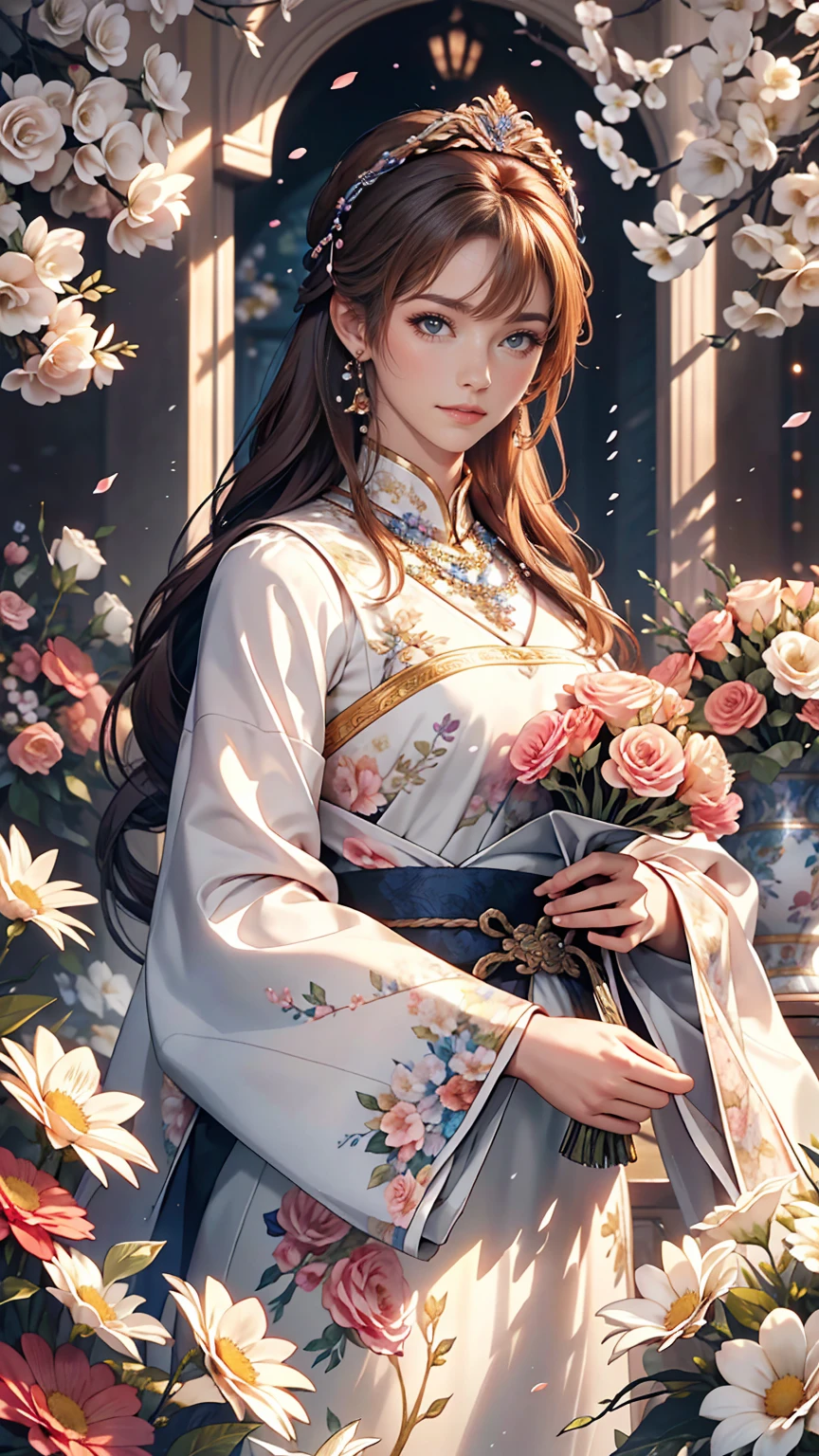 Close-up of a woman arranging flowers in a vase, With flowers, Magazine Photos, by Ayami Kojima, Official artwork, Shin Jinyoung, Surrounded by frozen flowers, Ni Tian, Dilraba Dilmurat, Jaeyoung Nam, First Wave, Fan Se-, mackenzie foy, by Zhang Han, Park from to minutes, By Jin Nong