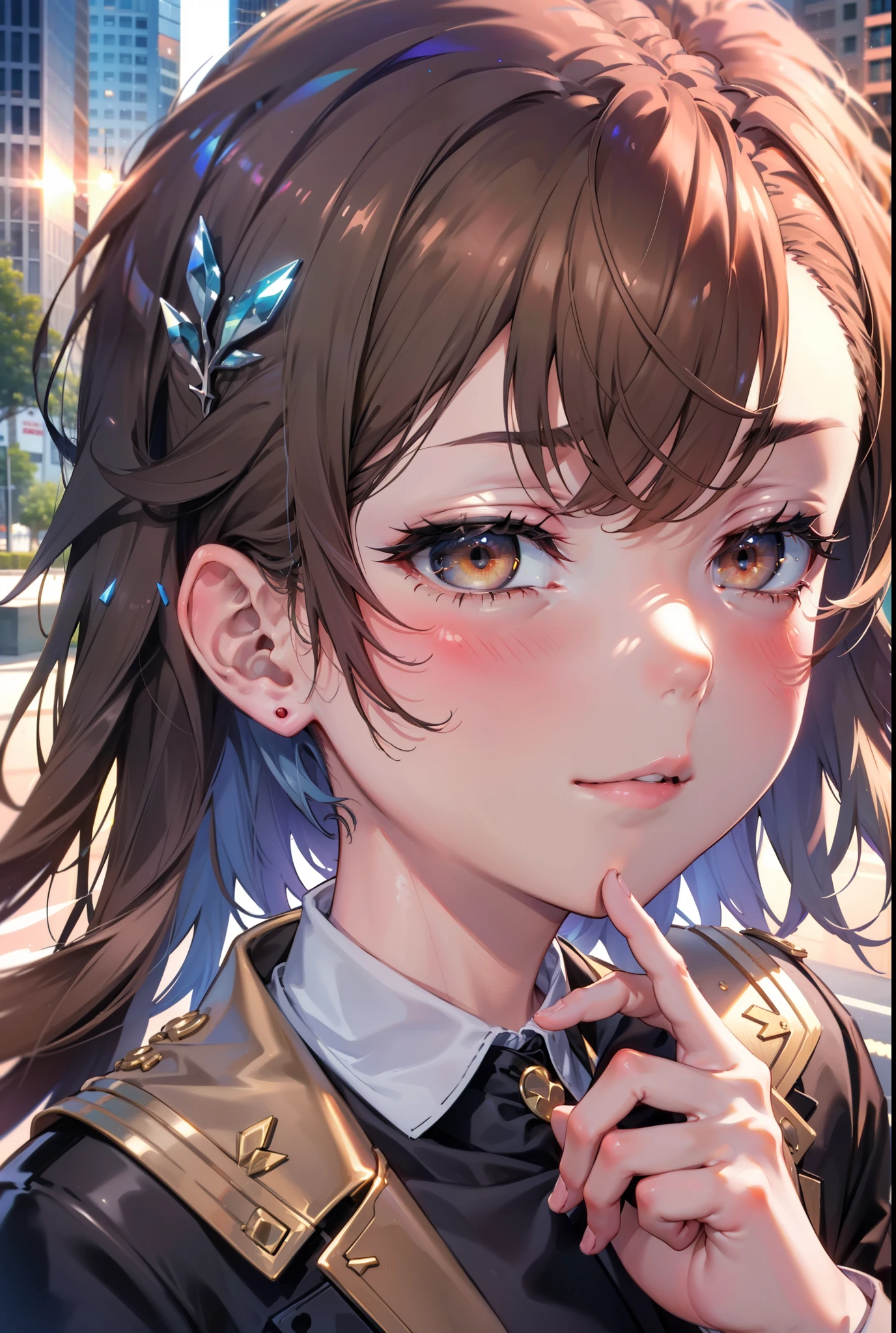 8k,highest quality,masterpiece,(((Pixel Perfect, Perfect in every detail))), 一peopleで, 女の子1people, ,Mycotrose, Brown eyes,Brown Hair,short hair,blush,happy smile, smile, Open your mouth,OL, Black suit jacket, Collared jacket, White dress shirt, Collared shirt, Neckline, button, Black pencil skirt, Black pantyhose,Stiletto heels,sunset,evening,The sun goes down,walking,whole bodyがイラストに入るように,
break outdoors, Building district,crowd, people々々々々,
break looking at viewer, whole body, 
break (masterpiece:1.2), highest quality, High resolution, unity 8k wallpaper, (shape:0.8), (Beautiful details:1.6), Highly detailed face, Perfect lighting, Extremely detailed CG, (Perfect hands, Perfect Anatomy),