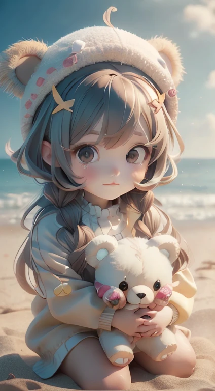 There is a woman holding a teddy bear on the beach, Cute realistic portrait, Cute Anime Girl, Cute girl anime visuals, Smooth anime CG art, Gweiz-style artwork, portrait of Cute Anime Girl, cute portrait, Beautiful anime portraits, Beautiful Anime Girls, Cute Anime Girl portrait, Realistic Anime 3D Style SeaArt Bot Txt2Img デフォルト 15:49:51 There is a woman holding a teddy bear on the beach, Cute realistic portrait, Cute Anime Girl, Cute girl anime visuals, Smooth anime CG art, Gweiz-style artwork, portrait of Cute Anime Girl, cute portrait, Beautiful anime portraits, Beautiful Anime Girls, Cute Anime Girl portrait, Realistic Anime 3D Style、Cap hat