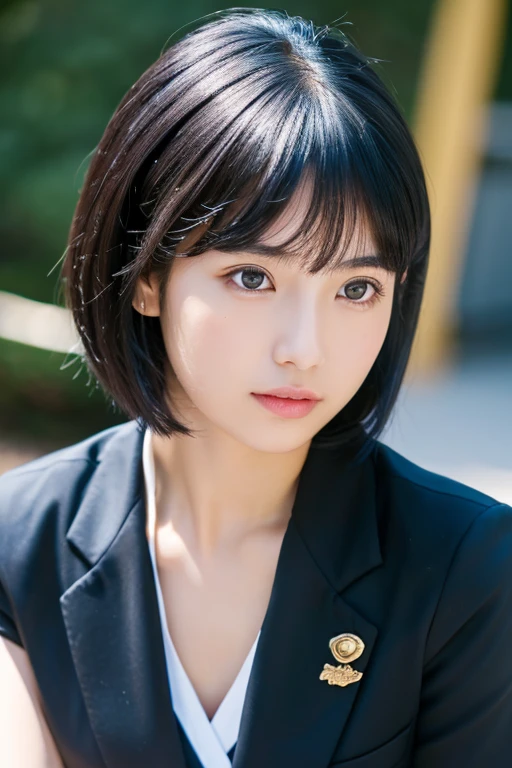 [Blue-black:.3] hair, (masterpiece:1.3), (8k, Realistic, RAW Photos, highest quality: 1.4), Japanese, (One girl), Beautiful Face, (Realistic Face), (black hair, short hair:1.3), beautiful hairstyle, Realistic eyes, Beautiful fine details, (Realistic Skin), Beautiful Skin, Charm, Ultra-high resolution, Ultra-realistic, Very detailed, Golden Ratio,Bust Shot,Business casual attire,The background is in the room