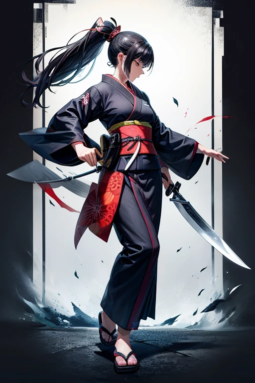 kimono knife profile female whole body Female ninja