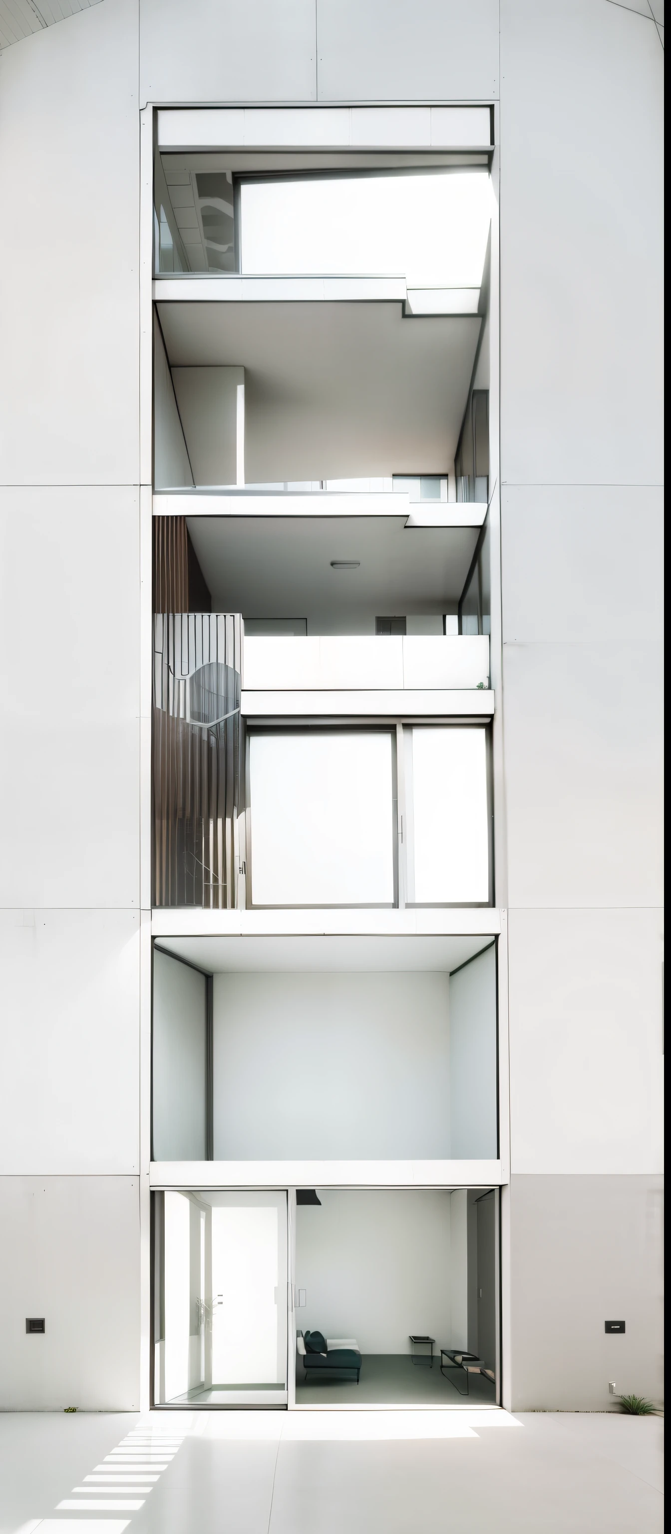 Hyper realistic eye level exterior photo of a futuristic style house overlooking the jungle, daylight, indirect lighting, AD magazine, Frank Lloyd, Eames, Mies van der Rohe