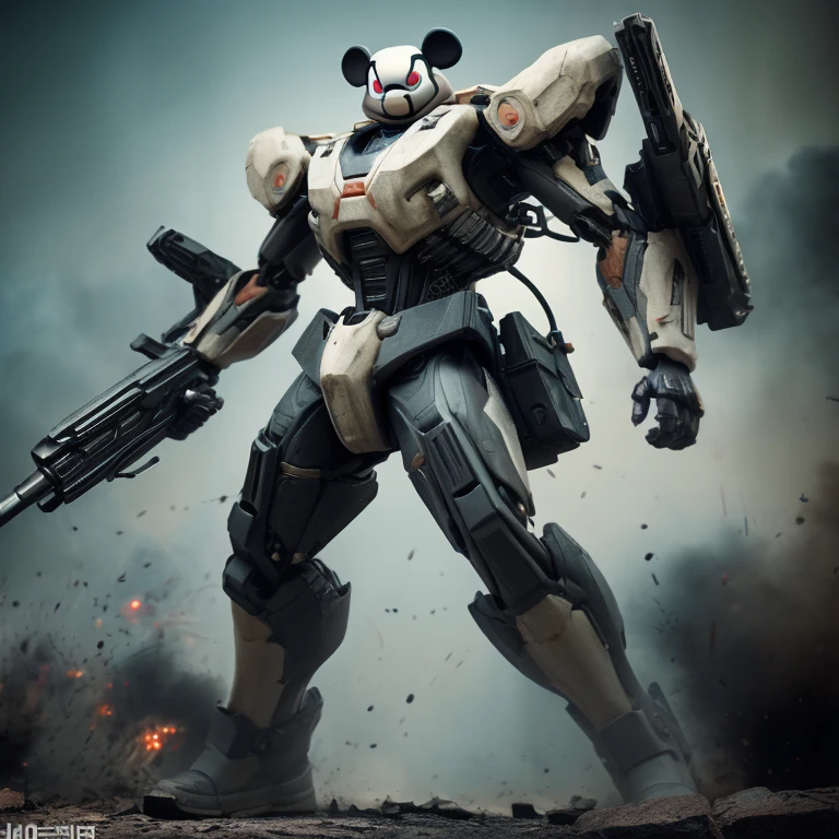 High mobility、Mickey Mouse、Powered Suit、Firearms、battlefield、war、High resolution、8k