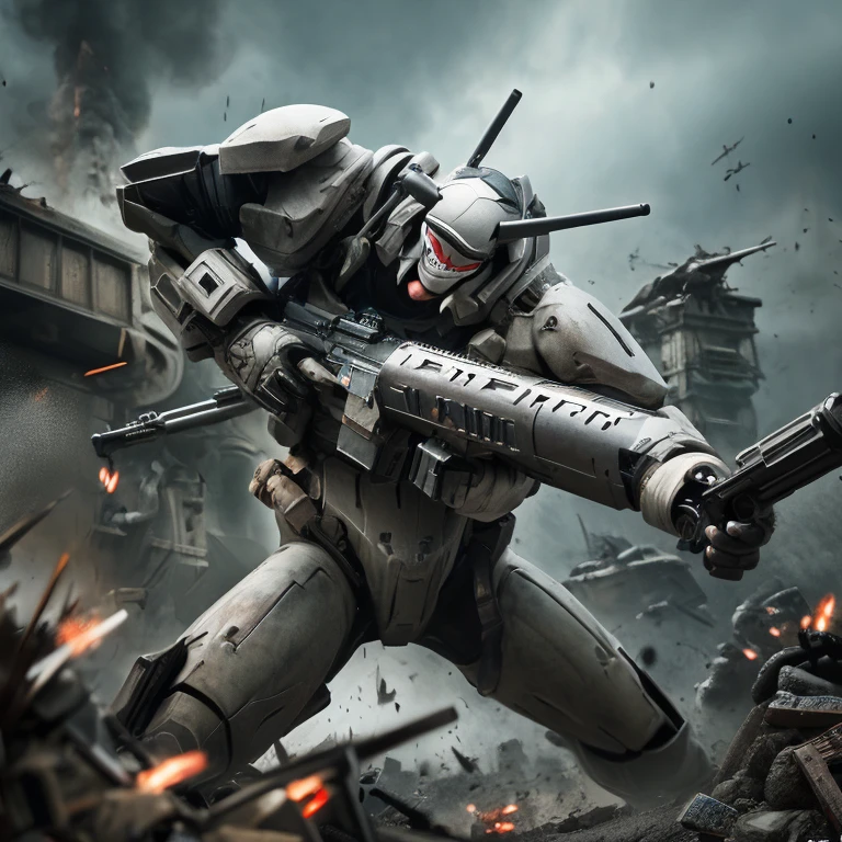 High mobility、Mickey Mouse、Powered Suit、Firearms、battlefield、war、High resolution、8k
