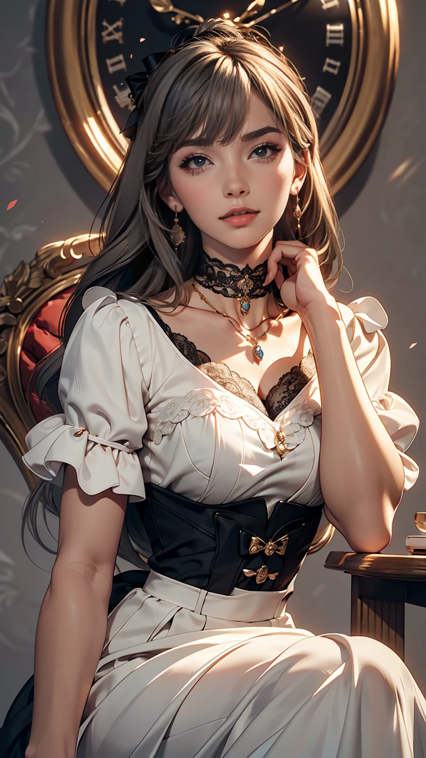 ((A sexy and beautiful woman sitting on top of me and looking down at me)), ((The cutest 22-year-old beauty)), ((Charming smile)), ((Very long hair) ), ((Revealing dress)), ((Abundant bust)), Gradient eyes, Seductive makeup, Single view, NFFSW, UHD, Retina, Masterpiece, Accurate, Anatomy, Scientifically correct, Texture skin, super detail, high detail, high quality, award winning, top quality, high resolution, 1080P, HD, 4K, 8k, 16k