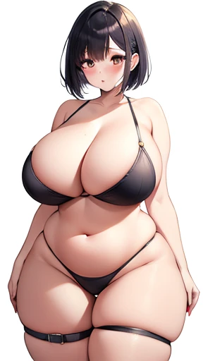 masterpiece, high quality,detailed, Perfect Face,anime,Second Dimension,Black Hair,Short Bob, (Huge breasts:1.4,Exposed breasts,Long chest,Oversized breasts,front,Increase the volume:1.2,Thick thighs), expensive, Long legs,
View your viewers, Tube top,Cropped tops, belly button,White skin,Smooth and curvaceous, belly button, Thigh straps,White Background