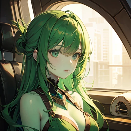 A girl has green skin