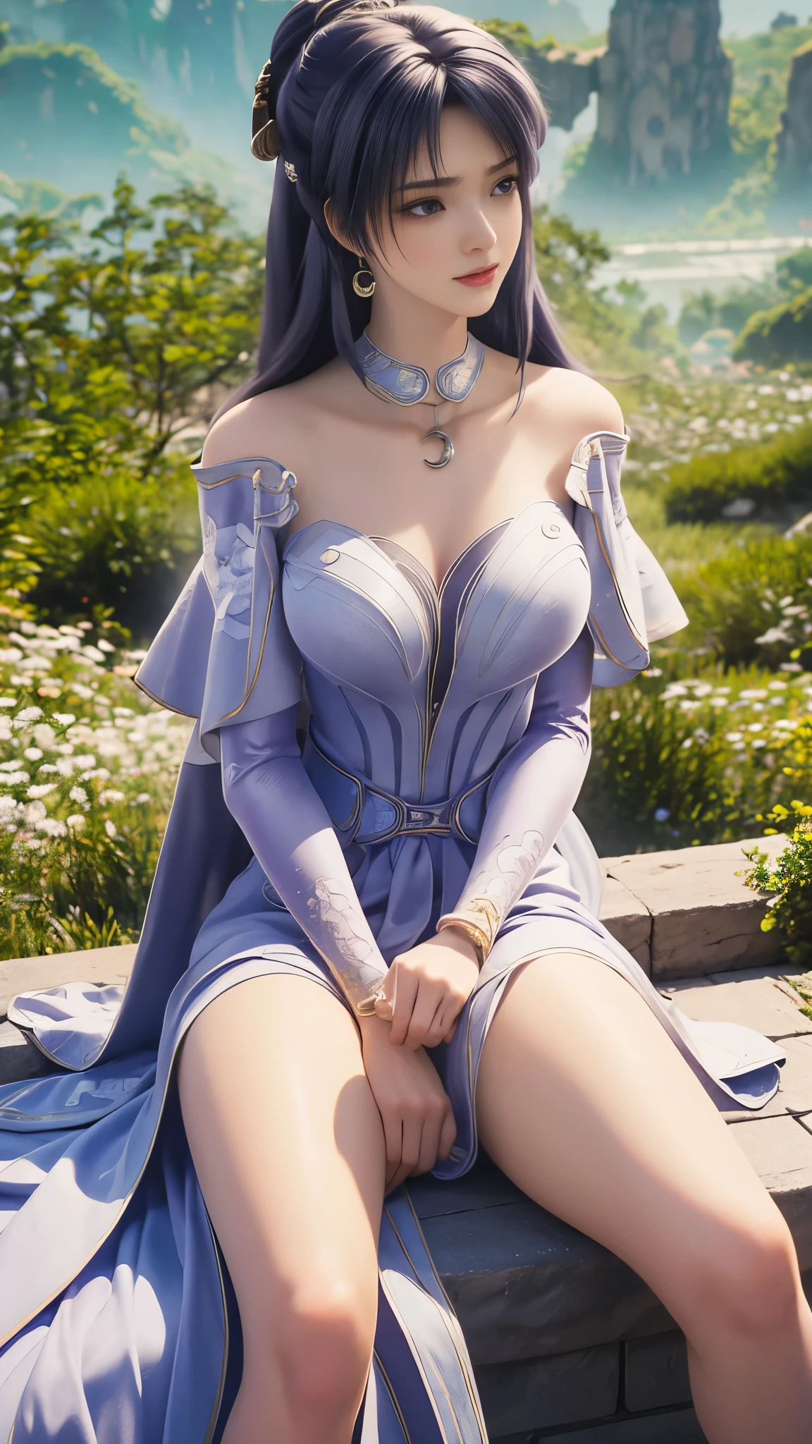 Arad woman in dress sitting on windowsill, cute anime waifu in a nice dress, trending on cgstation, 8K high quality detailed art, anime barbie in white, highly detailed exquisite fanart, Extremely detailed Artgerm, the anime girl is crouching, Flowing magic robe, Beautiful and attractive anime woman, WLOP 和 Sakimichan