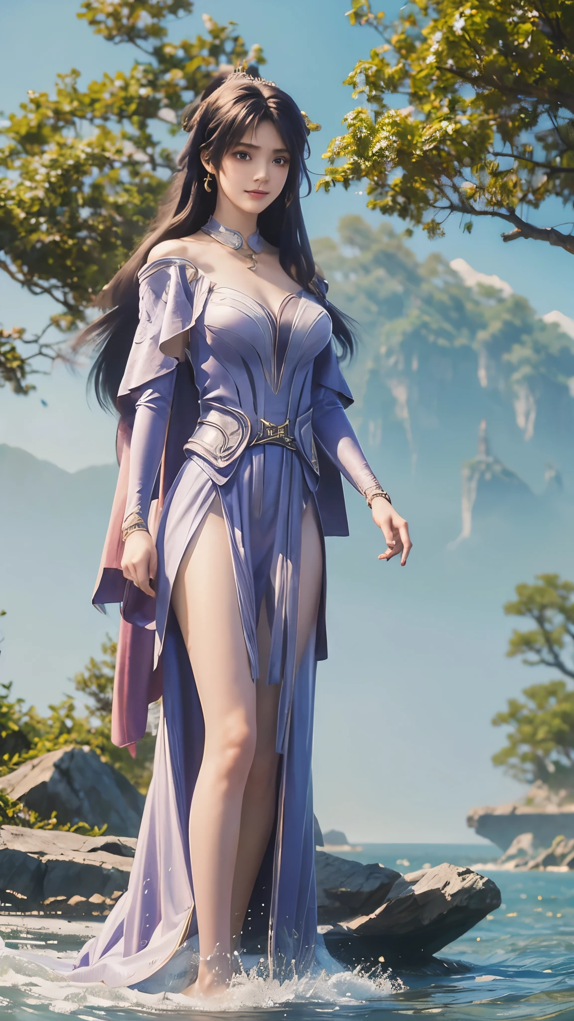 穿着连衣裙的女人在diving,In the water, cute anime waifu in a nice dress, trending on cgstation, 8K high quality detailed art, Anime Barbie, highly detailed exquisite fanart, Extremely detailed Artgerm, the anime girl is crouching, Flowing magic robe, Beautiful and attractive anime woman, WLOP 和 Sakimichan,diving,In the water