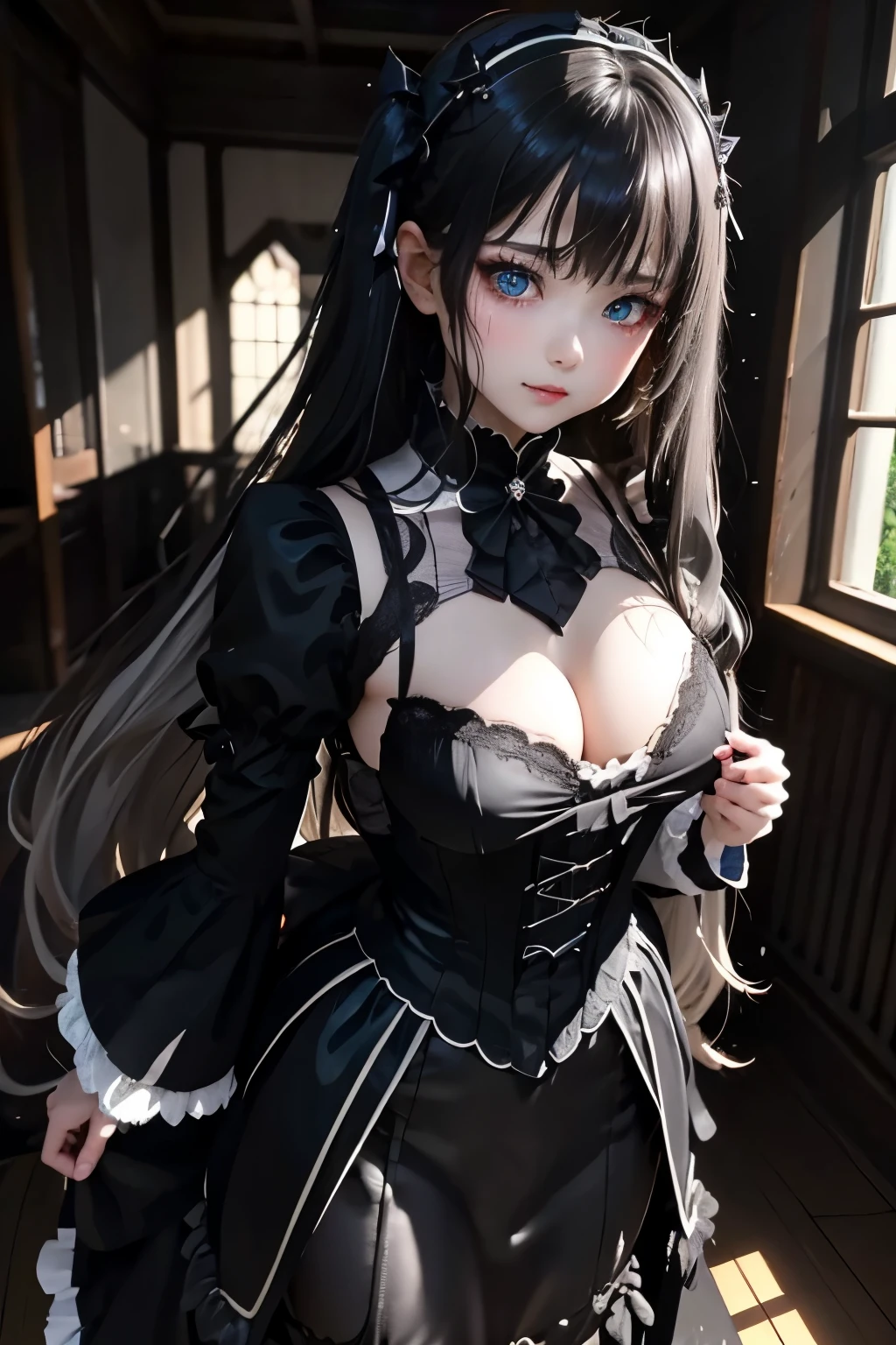 ハードDark Gothicメイク、Deep Night Sky、Horror、Black dark eyeshadow、cry、sad、Good skin radiance、Dark Gothicメイク、Dark smile、palace、The beauty of fragrance、24-years-old、Expressions of intense  pleasure、Embarrassed look、Dark Gothic、Obscene language、highest quality、Expression of  pleasure amid suffering、Drunk face、紫のMaid clothes、Mysterious、Noble、The face of someone who is holding in the toilet、sexy、Loving smile、Twin tail hair、Right blue eye, Left eye is red、Super  pose、Platform Heel Shoes、Heavy makeup、Gothic Lolita Clothing、A little slimmer、Silver Hair、Long Hair Straight Hair、Cute Gothic Lolita Dress、Beautiful Face、elegant features、Fascinating face、Stained glassが背景、 glistening with sweat、The room is dark、goth long dress、Bell Sleeves、Wizard Sleeve、Decadent look、Sexually excited expression、Glossy thighs wet with water、Thighs that are wet and shiny with oil、Background of a room full of roses、sad表情、Rose Maiden、The embroidery is pink、The dress has pink embroidery、Thigh-high socks、Knee-high socks、Gentle expression、Dark black eyeshadow、despicable act、Stained glassと薔薇背景、thighs are a little thin、Female Duo、Female couple、dark church background、Stained glass、Black metal world、Dark Castle、Dark Room、Slender body、upright、walk、Are standing、gothic long dresaid clothes、Victorian dresses、Her thighs glisten with sweat、My body is wet and shiny、Lots of glitter on the thighs、sweating、My thighs are sticky from sweating、Sweat glistens on the thighs, The whole body is sweaty and shiny、Quite sweaty、My thighs are sweaty、My thighs are so wet、My thighs are shining with sweat、A lot of sweat glistens all over the body、The thighs are the best、Thighs are glamorous、