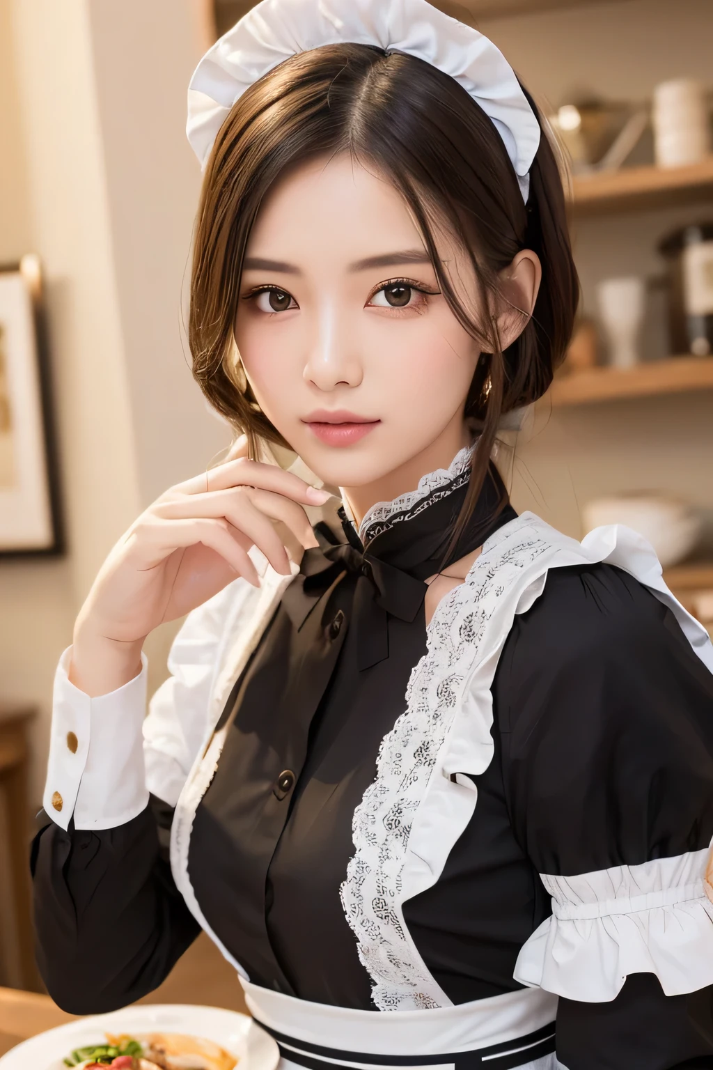 highest quality、High resolution、Detailed Background、(Beautiful face in every detail:1.4)、Anatomically correct、(Draw the usual number of fingers:1.2)、(Detailed facial expressions)、(Detailed eyes:1.2)、(Detailed eyes:1.2)、Beautiful, smooth skin、Teenage beauty、(Three Women)、(Highly detailed face:1.4)、Black Hair、Brown Hair、ponytail、Bobcut、Braided long hair、Wavy Hairstyle、well-groomed eyebrows、Cute Eye Makeup、Cute Lip Makeup、Traditional Made、
(A woman working as a maid:1.5)、
One of the maid's jobs is cleaning and organizing.、
Cleaning the room, vacuuming, making the bed、Responsible for daily cleaning and tidying, including organizing clothing、
Also prepares and serves food、Food preparation and cooking、Presentation of meals、Responsible for all food related duties including table setting、
Owner or family、Also responsible for taking care of visitors.、Assisting with taking care of my husband's clothes、Dealing with family and guests、Tea and alcohol service will be provided.、
Pair a black dress with a white apron、The frills and ribbon design on the apron add a nice accent.、
A soft arrangement with pastel colors will give you a cute impression.、Try choosing colors like pink and mint green.、
Lace and chiffon materials add a feminine and delicate touch.、Sleeves and aprons made with lace and chiffon、Try incorporating it into your design、
Ribbons and head accessories can add cuteness and accents.、Try adding ribbons to your dress or apron, or matching it with a headband or ribbon hair accessory.、Consider the appropriate accessories and shoes depending on the occasion and event you will be wearing the outfit.
