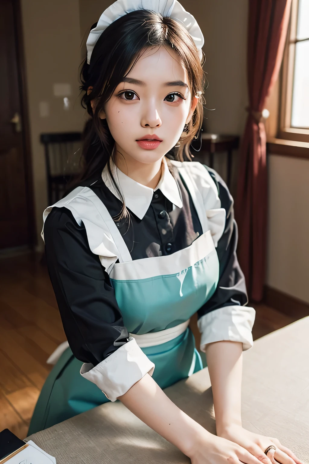 highest quality、High resolution、Detailed Background、(Beautiful face in every detail:1.4)、Anatomically correct、(Draw the usual number of fingers:1.2)、(Detailed facial expressions)、(Detailed eyes:1.2)、(Detailed eyes:1.2)、Beautiful, smooth skin、age beauty、(Three Women)、(Highly detailed face:1.4)、Black Hair、Brown Hair、ponytail、Bobcut、Braided long hair、Wavy Hairstyle、well-groomed eyebrows、Cute Eye Makeup、Cute Lip Makeup、Traditional Made、
(A woman working as a maid:1.5)、
One of the maid's jobs is cleaning and organizing.、
Cleaning the room, vacuuming, making the bed、Responsible for daily cleaning and tidying, including organizing clothing、
Also prepares and serves food、Food preparation and cooking、Presentation of meals、Responsible for all food related duties including table setting、
Owner or family、Also responsible for taking care of visitors.、Assisting with taking care of my husband's clothes、Dealing with family and guests、Tea and alcohol service will be provided.、
Pair a black dress with a white apron、The frills and ribbon design on the apron add a nice accent.、
A soft arrangement with pastel colors will give you a cute impression.、Try choosing colors like pink and mint green.、
Lace and chiffon materials add a feminine and delicate touch.、Sleeves and aprons made with lace and chiffon、Try incorporating it into your design、
Ribbons and head accessories can add cuteness and accents.、Try adding ribbons to your dress or apron, or matching it with a headband or ribbon hair accessory.、Consider the appropriate accessories and shoes depending on the occasion and event you will be wearing the outfit.