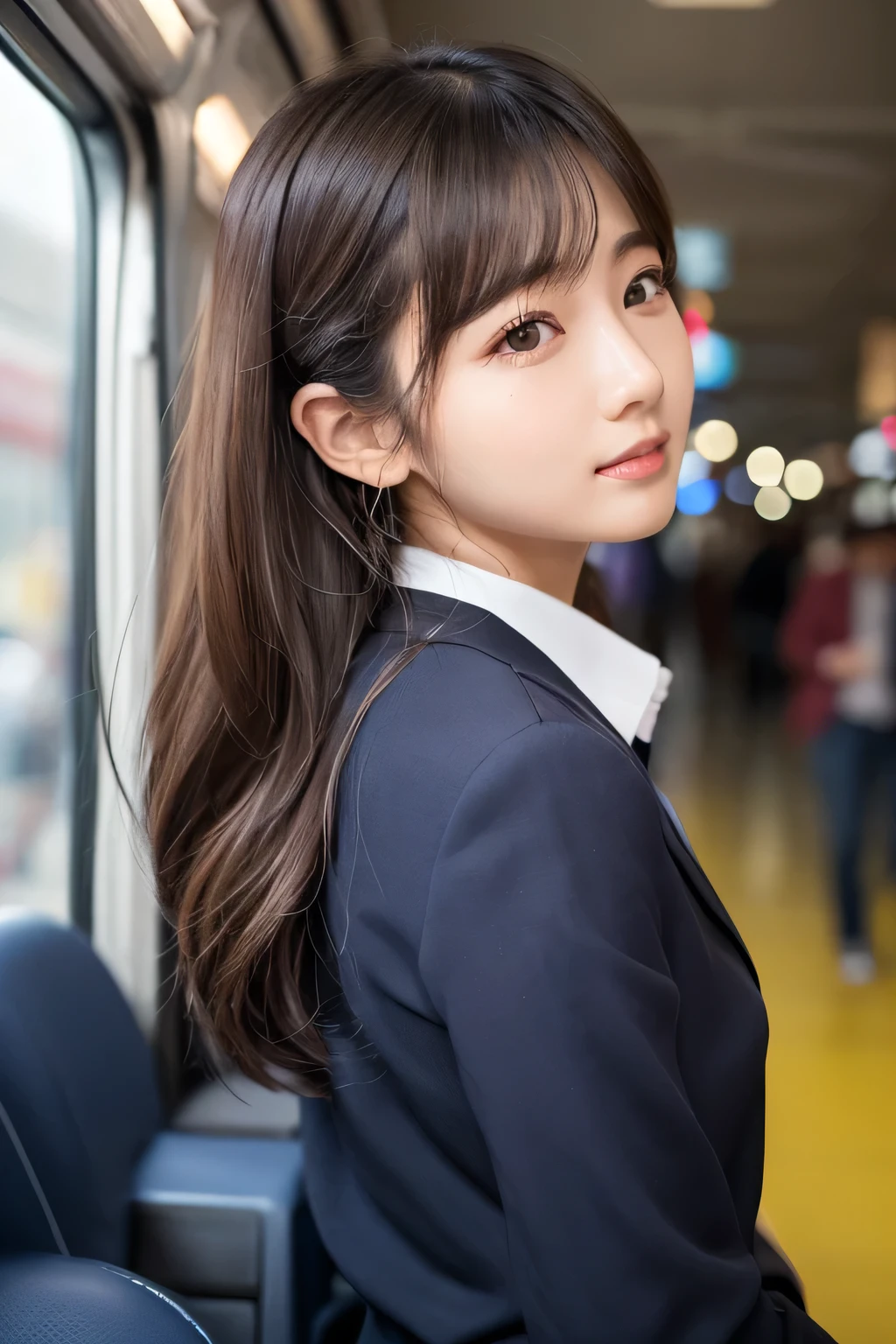 masterpiece、Highest quality、Very detailed、An illustration、Beautiful details、One Girl、cute、Detailed landscape、Library Background、Beautiful Hairstyles、Perfect Anatomy:1.4,4K resolution,((Grey suit)),Smiling,(Ultra-realistic), (最高のAn illustration), (Increase the resolution), (8k), (masterpiece), 1 girl, ((The front hair is up)), Slender body, Smile,(Slender girl),(Slim girl),Virtual Girl Lynn,((Tight mini skirt))
