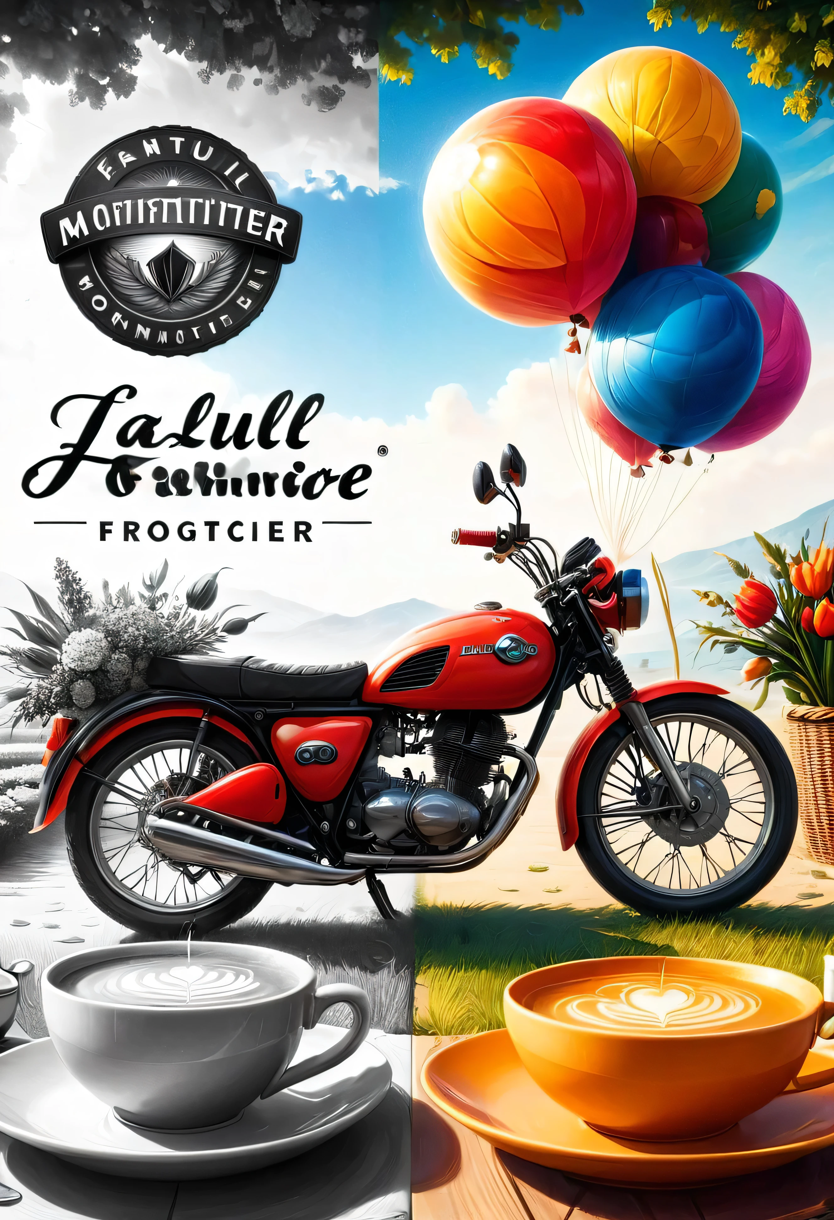 (Meisterwerk), (best quality), (Bestes Detail), (entfernte Gesamtansicht), (Briefmarke),(Hauptfarbe der Abbildung: bright saturated red), (Secondary color: lapis lazuli), ein rotes Cafe Racer Motorrad, gefahren von einer Frau mit trotziger Haltung, very detailed chassis, futuristische westliche Landschaft, Nacht (viele Sterne, Mond), Schattierung (detailed, viel Kontrast), very saturated pulp colors