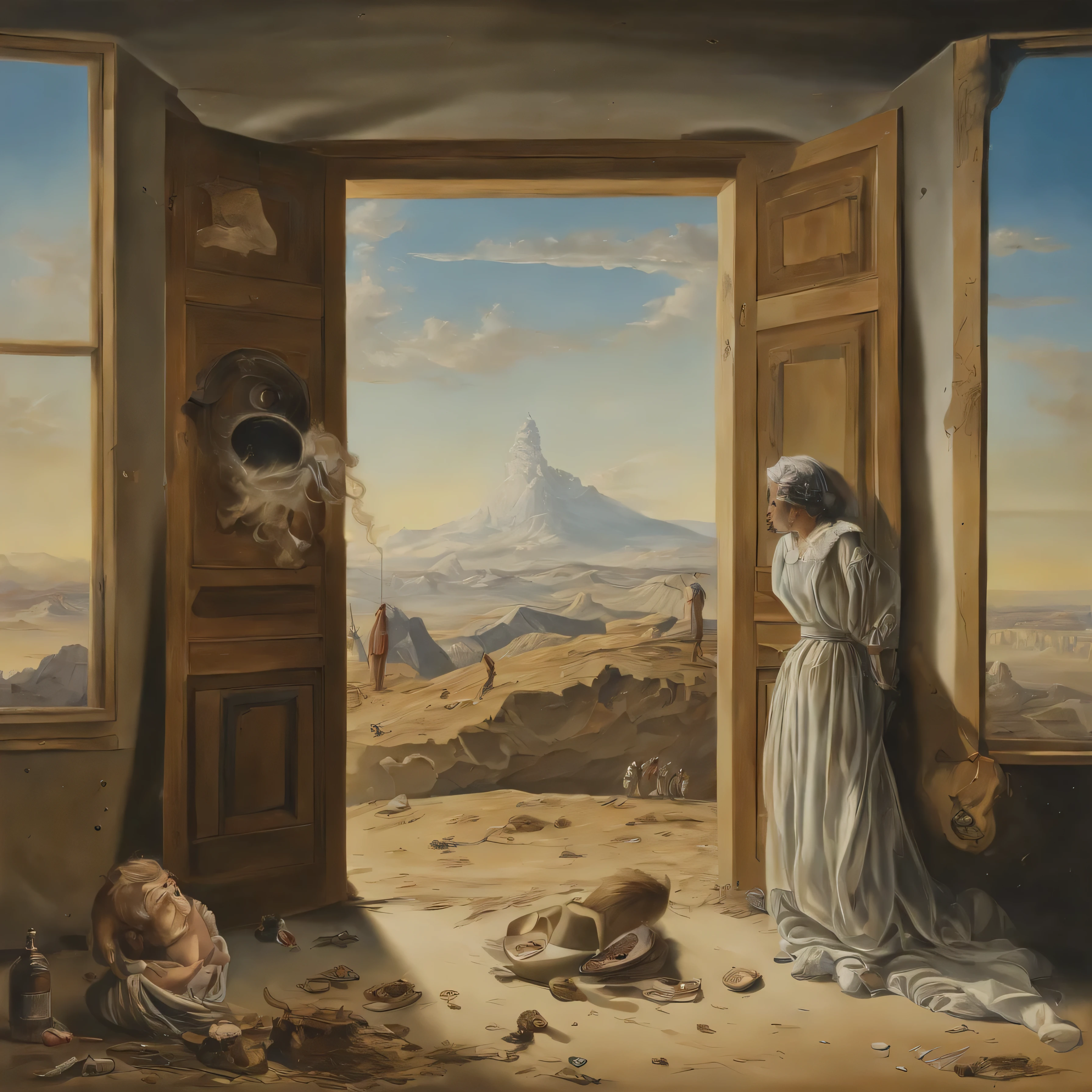 Salvador Dali style painting、Depicting a sense of emptiness、There is nothing in this world、silence、It's desolate everywhere、Emotionless