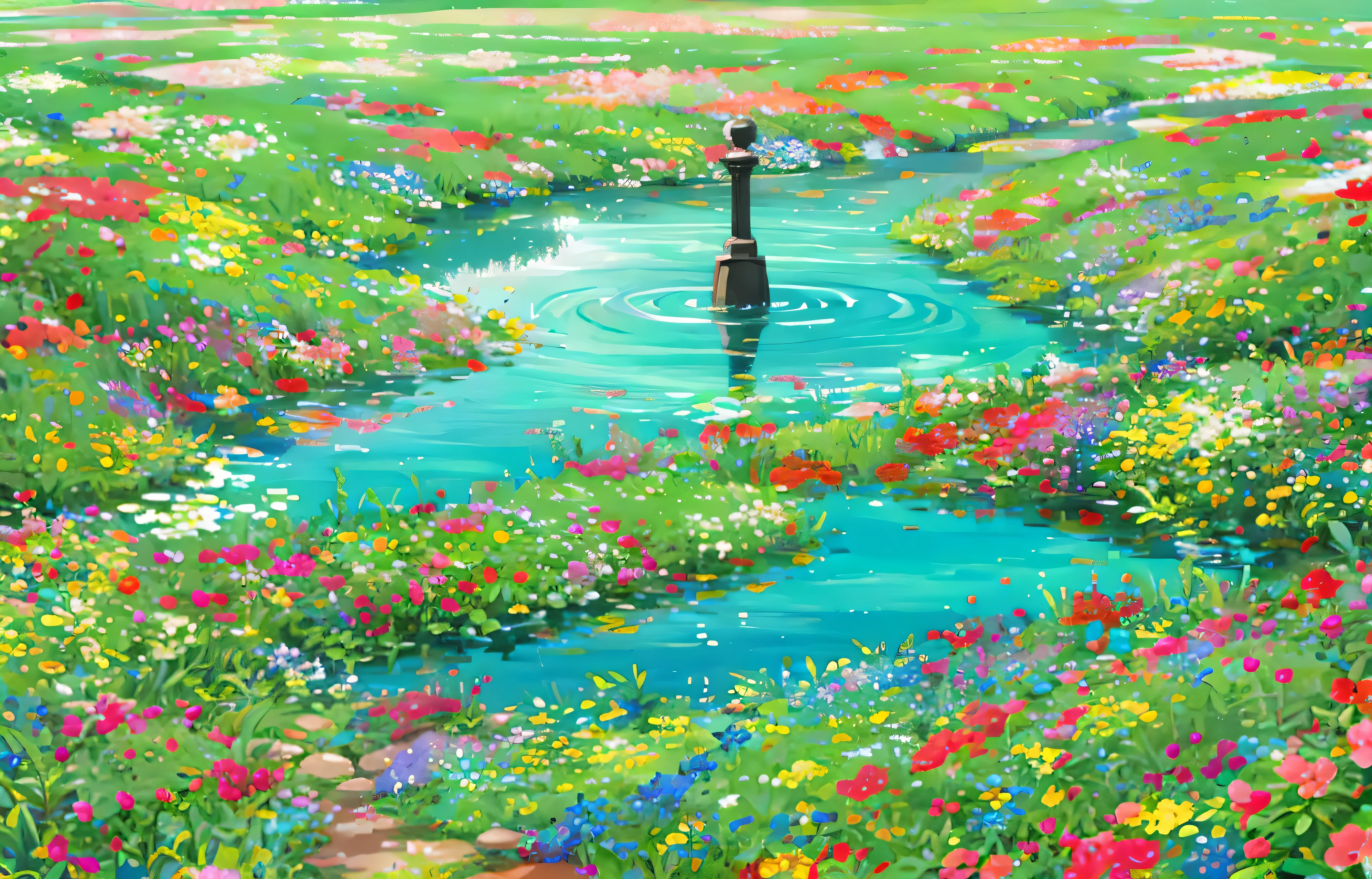 Magic ring in the center of the flower garden
