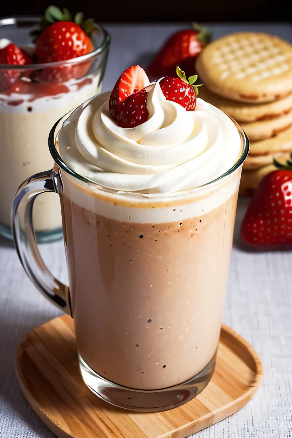 ((best quality)), ((masterpiece)), (detailed), perfect big glass of milkshake strawberry