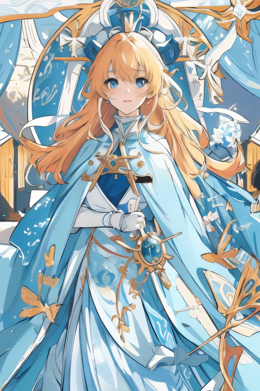 Anime girl with long blond hair and blue eyes in a white suit, concept art, inspired by Lee Chevalier, ArtStation, fantasy art, portrait girl knights of the zodiac, girl knights of the zodiac, very detailed exquisite fanart, Extremely detailed Artgerm, portrait anime space cadet girl, гладкое аниме cg art, anime goddess, ! dream art embryo, Short stature, small