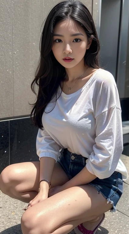 (masterpiece, 16k,8k,4K ,Very detailed:1.1),(Beautiful Face:1.1),(One Girl:1.1),Age 25,Japanese Girls,(Jewelry Lifting:1.3),(urination:1.4),(Embarrassing:1.2), Open your mouth,I opened my eyes,Medium Shot,Moaning,(Saliva trace), Wide-eyed, (Frowning),(Crazy Eyes),Provocative miniskirt, Wet thighs,(Open leg pose),C cup breasts,Black Hair, Peeing on your own, Wet clothes, The face of a talented person,I can't hold my pee, Heavily wet, Pee despair pose, 彼女の体はI can't hold my pee,Peeing in the middle of the city, Pee running down her legs, stand up, Hyper pee desperate face, Big pee poodle,Embarrassing face,