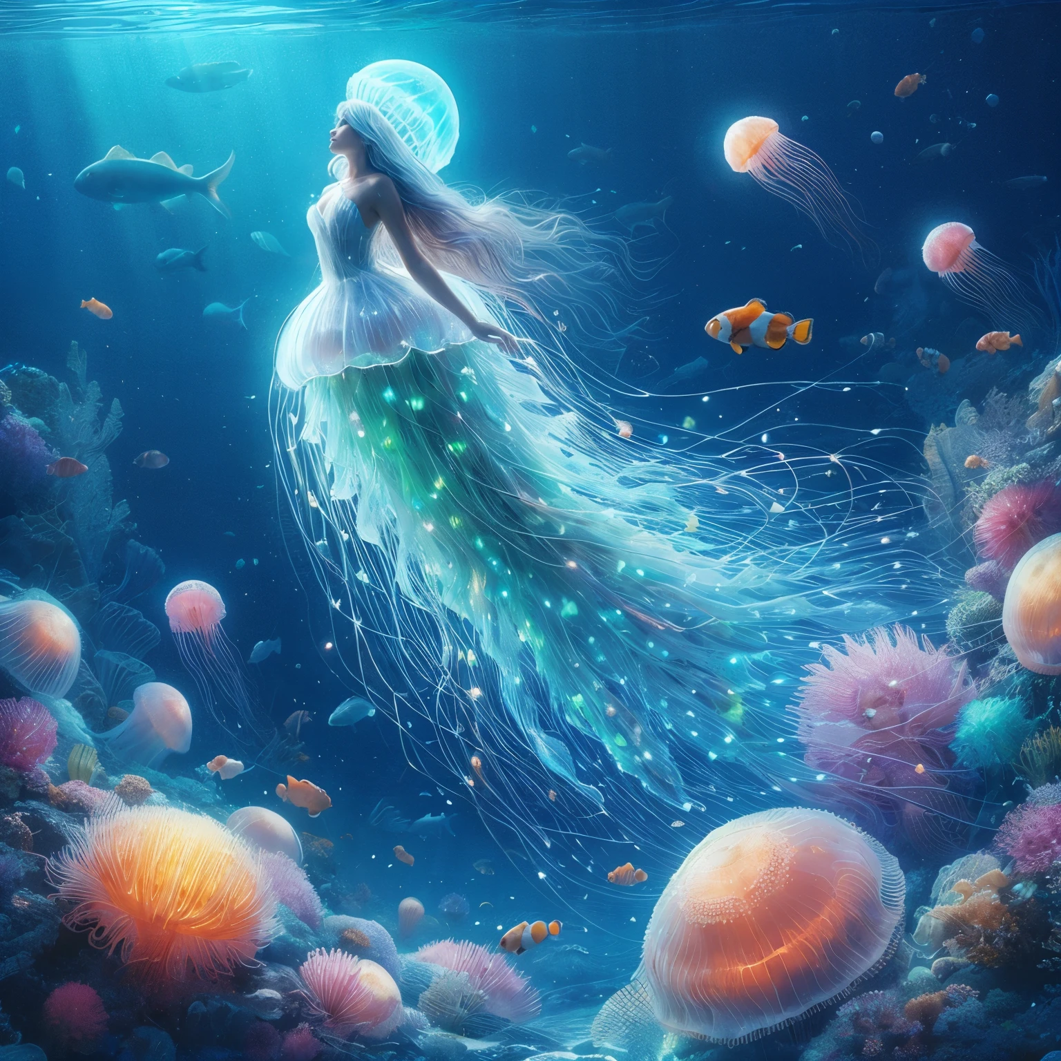 jellyfish mermaid with a tail