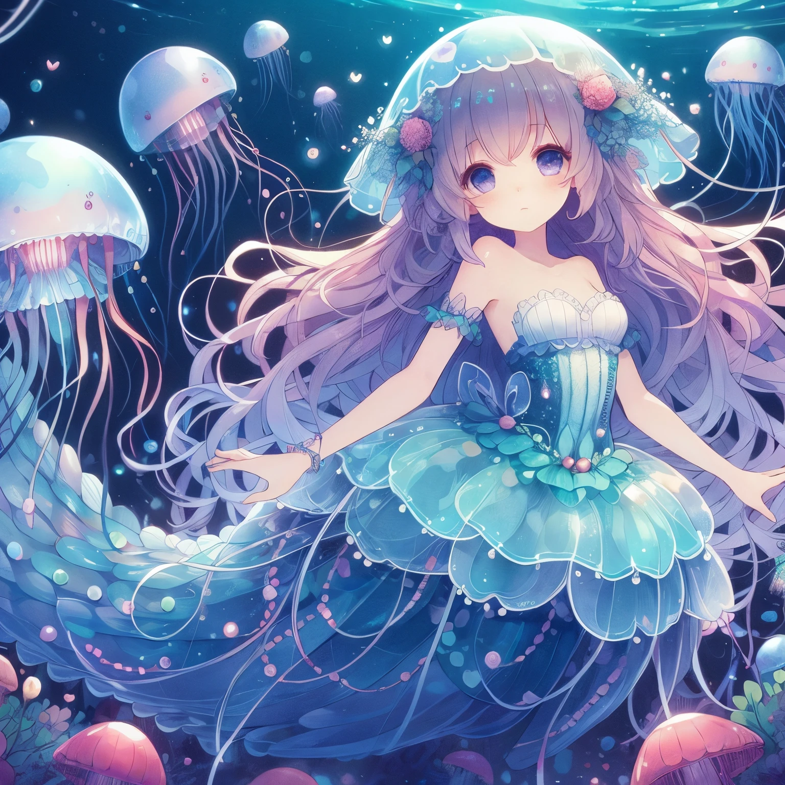 jellyfish mermaid with a tail