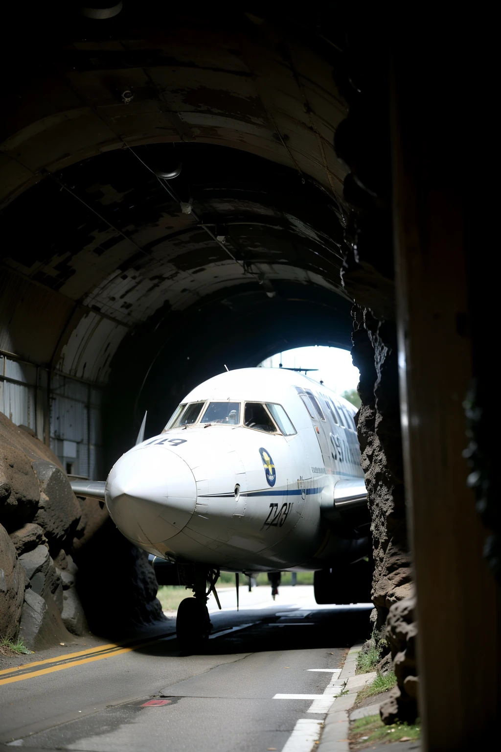 In the dark cave，Old aircraft，Haven&#39;t used it for a long time