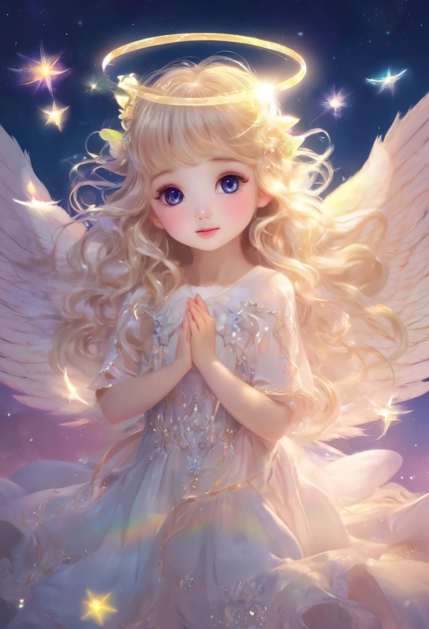 Angel Blessing、Light background、Kindness、Laughter、kind、Looking into the camera、Embrace the Heart、shining heart、Highest quality