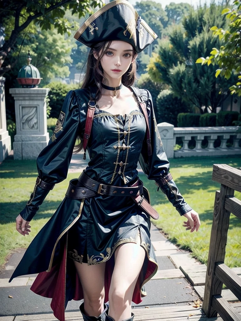 Practical pirate clothing, Long-sleeved pirate top, Skirt, boots, absurdres, extremely delicate and beautiful, masterpiece, Best Quality, ultra-detailed,