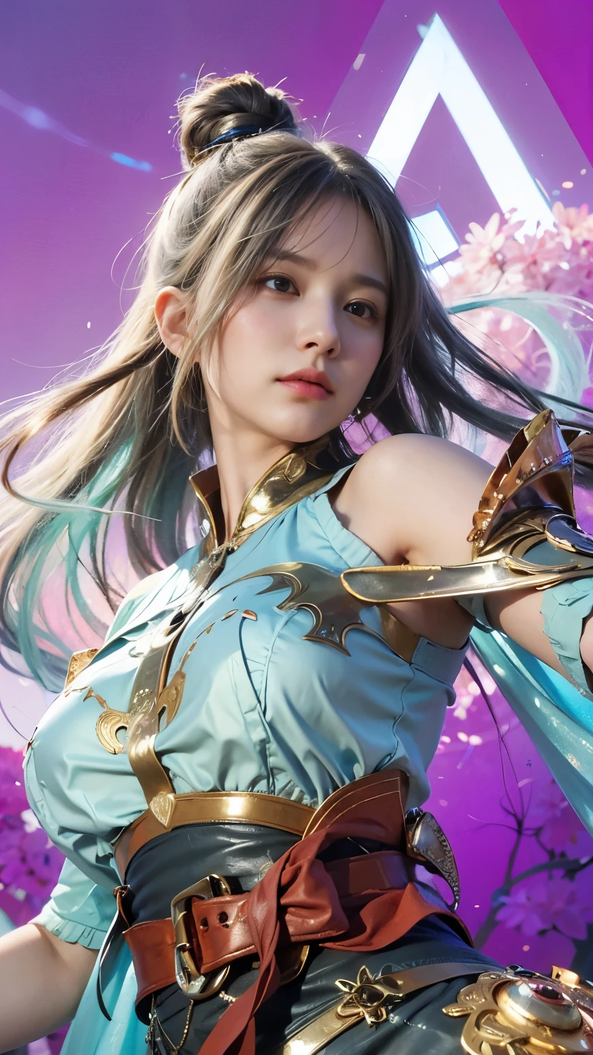 Hyperrealist Female Portrait by David Hockney and Alphonse Mucha,Fantasy art, Photorealistic, Dynamic Lighting, Art Station, Poster, Volumetric lighting, Highly detailed face, 4k yen, Awards,, One girl, In the Dark, Deep Shadow, Modest,Cowboy Shot,(Official attire:1.4) ,Long Hair,Gray Hair,