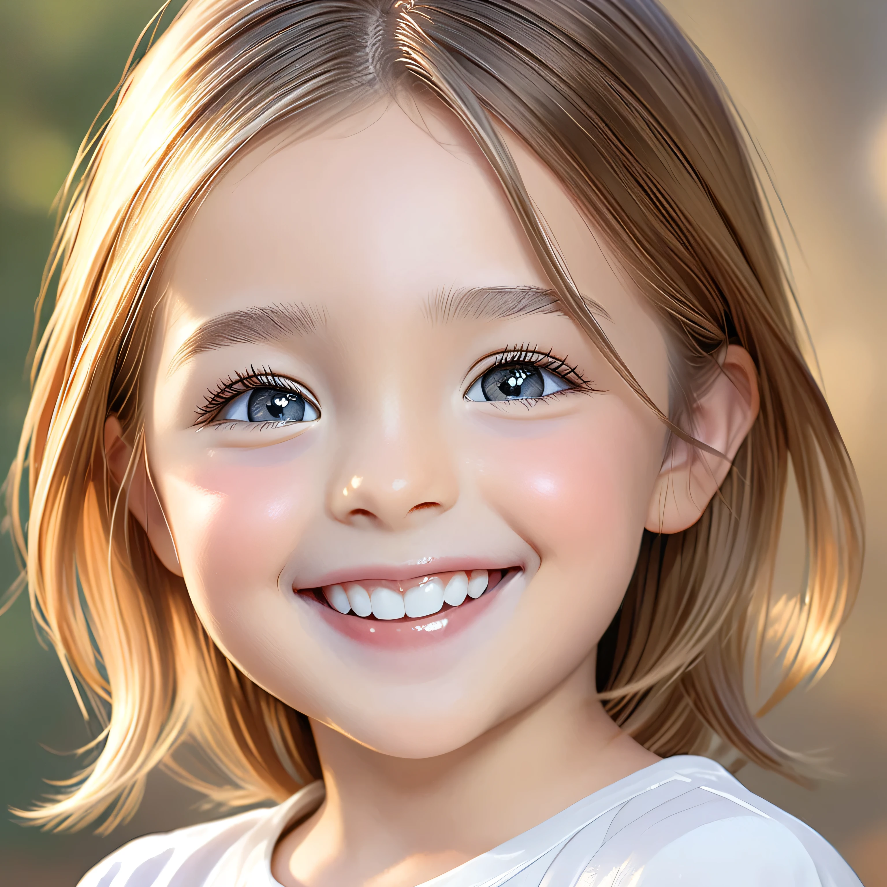 Craft a lifelike illustration of children with heartwarming smiles, maintaining the quality of professional photography and ensuring the image is devoid of any noise or interference