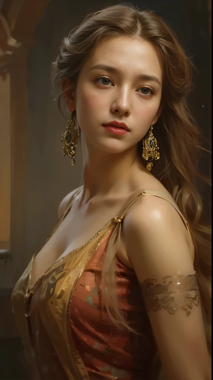 Hyperrealist Female Portrait by David Hockney and Alphonse Mucha,Fantasy art, Photorealistic, Dynamic Lighting, Art Station, Poster, Volumetric lighting, Highly detailed face, 4k yen, Awards,, One girl, In the Dark, Deep Shadow, Modest,Cowboy Shot,(Official attire:1.4) ,Long Hair,Gray Hair,
