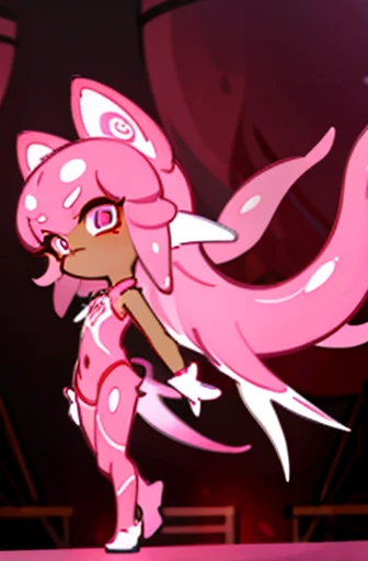on the stage,whole body, Fine details. anime. , Dragon Squid,hybrid, Humanoid pink female squid girl,