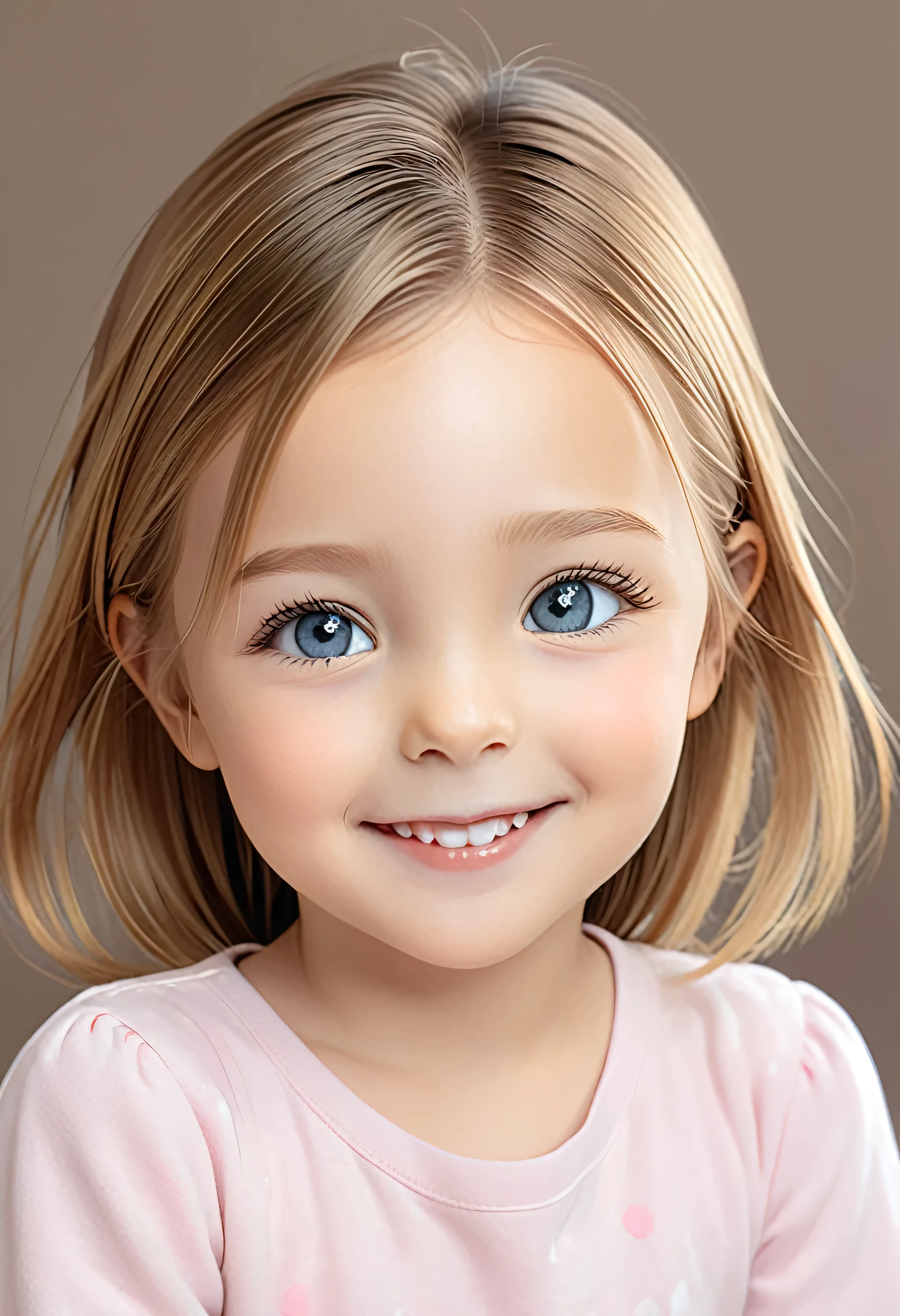 Generate an image that captures the innocent smiles of children in a style so realistic it mirrors professional photography, ensuring the image is clear and free from noise